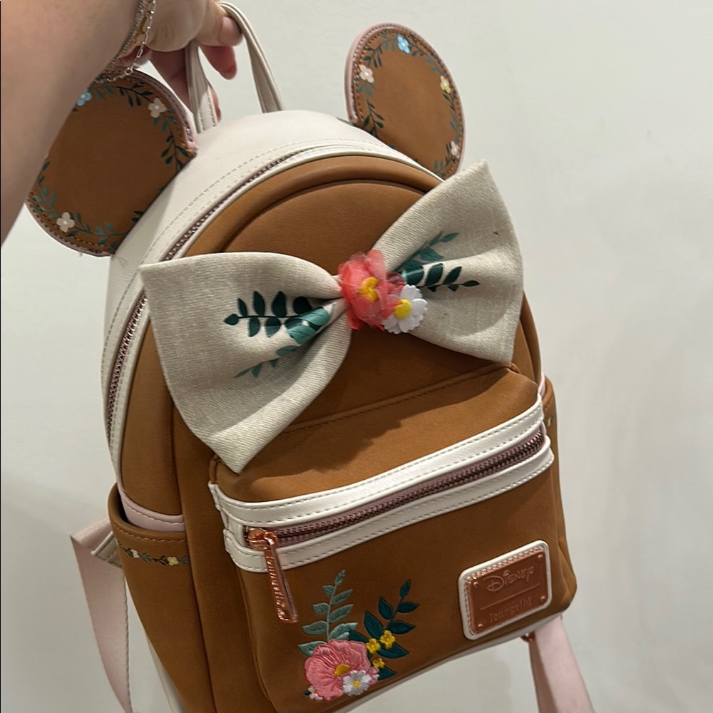 Disney floral Brown and Cream Bag with Playful Bow